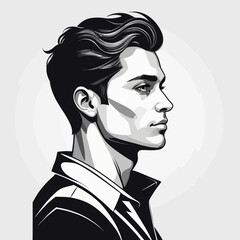 Portrait man drawing with black pencil,portrait man,vector illustration.	
