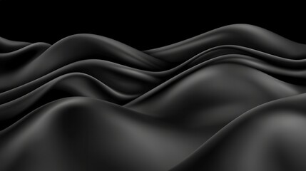 Fototapeta premium Abstract Black Fabric Waves with Smooth Curves and Soft Texture
