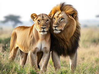 Obraz premium African Lions in the Grassland