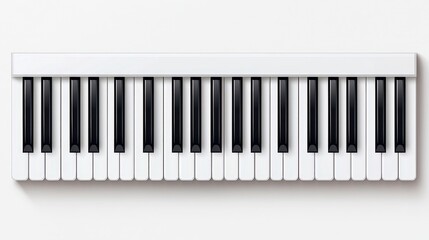 White and Black Musical Keyboard with Piano Keys Displayed on a Neutral Background