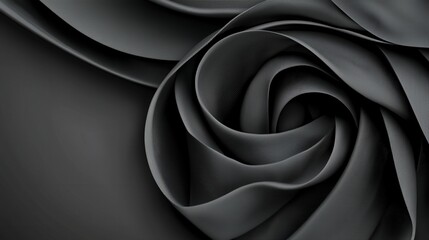 Elegant Black Fabric Swirl with Smooth Texture and Soft Drapery