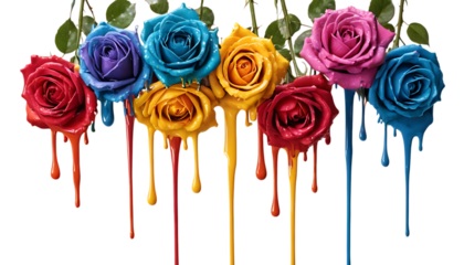 Colorful Paint Dripping Roses Design
