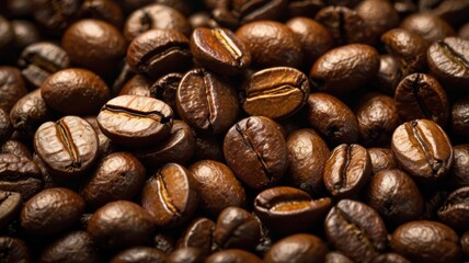 Fototapeta premium Coffee beans provide health benefits and are a popular beverage ingredient for many people worldwide