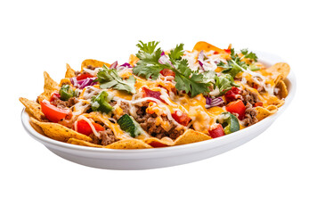 Delicious Nachos with Ground Meat and Sour Cream Topping.