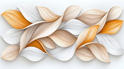 Abstract Leaf Pattern with Warm Tones and Flowing Curves in Soft Light Colors