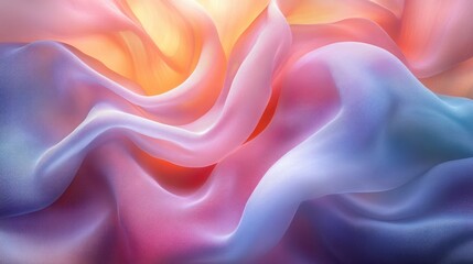 Obraz premium Soft pastel-colored silk fabric with flowing waves and gentle light.
