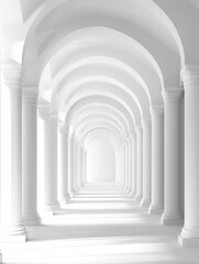 Obraz premium Endless Corridor of Arches: A Serene Architectural Perspective in White