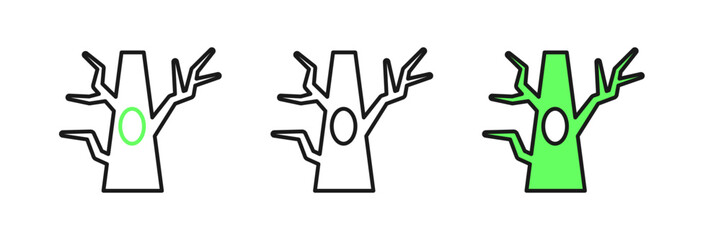 Set line Bare tree icon isolated on white background. Vector