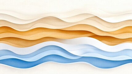 Obraz premium Abstract Wavy Pattern in Soft Tones of Brown, Beige, White and Blue for Modern Design Projects