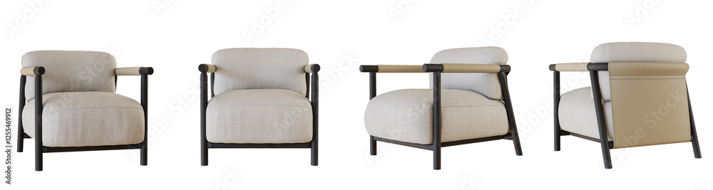Poster armchair set isolated on transparent background. 3d render. 3d illustration.