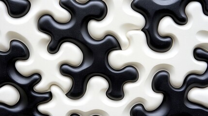 Abstract Black and White Puzzle Pattern on Modern Surface Design