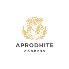 Obraz premium A logo inspired by Aphrodite, symbolizing beauty, elegance, and divine femininity with modern flair.