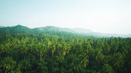 Tropical Forest Landscape With Lush Palm Trees