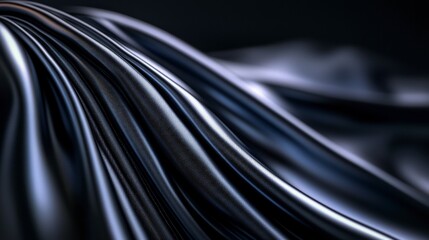 Smooth Black Fabric Waves with Soft Reflection and Depth
