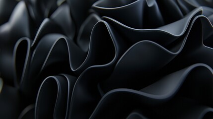 Obraz premium Abstract Close-Up of Black Ruffled Fabric Texture with Curves
