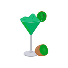 Kiwi Cocktail, Cocktails Vector illustration, Isolated