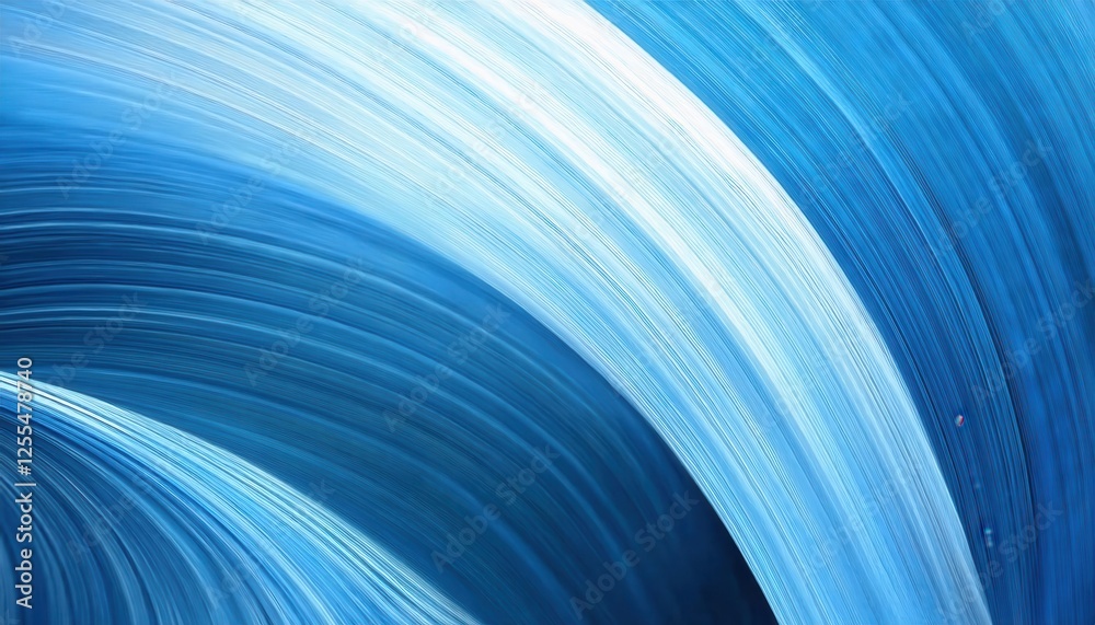 Poster flowing blue waves in abstract motion with textured gradient patterns for modern art or design background