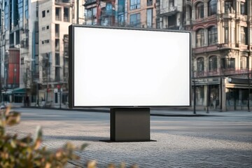 Obraz premium street advertising square billboard mockup at city 3d rendering