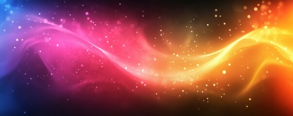 Fototapeta premium Colorful abstract wave with sparkling lights on dark background