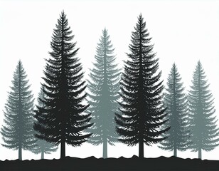 Obraz premium pine trees isolated on white