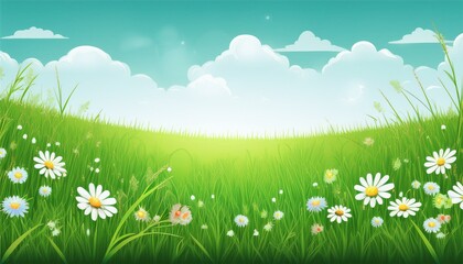 meadow green grass and flowers  illustration