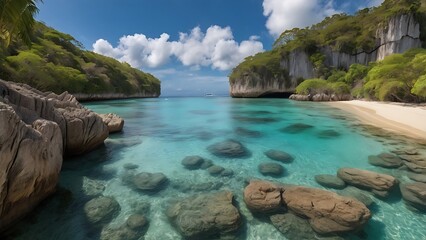 Tropical Paradise with Turquoise Waters and Limestone Cliffs