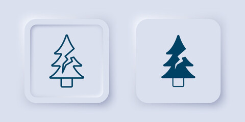 Filled and outline Tree icon isolated on grey background. Forest symbol. Square button. Vector