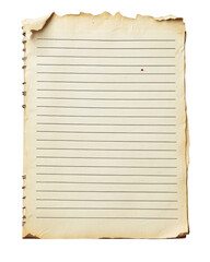 Lined paper with torn edges on Transparent background, perfect for vintage designs.