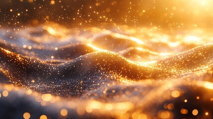 Dreamy Golden Bokeh Background with Soft Glowing Lights