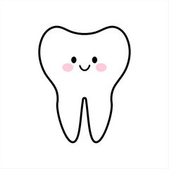  Cute white kawaii outline tooth