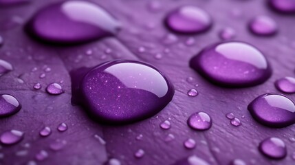 Purple Glitter Water Drops On Surface