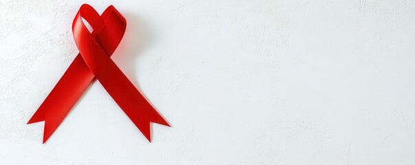 Red awareness ribbon symbol on white background