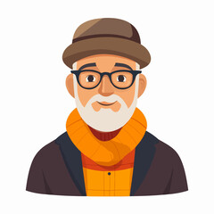 Obraz premium Illustration of an elderly man. Pensioner. Grandfather.