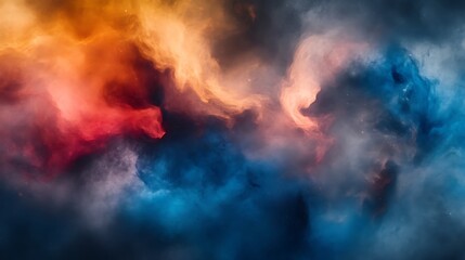 Celestial Nebula Swirls Of Red Blue And Orange Hues