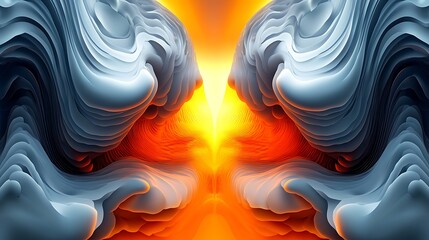Abstract fiery cloudscape, digital art