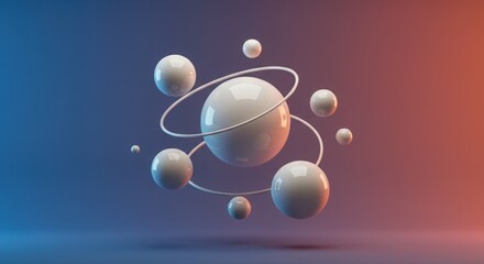 Minimalist 3D abstract spheres floating on a gradient backdrop, smooth lighting, elegant and futuristic.
