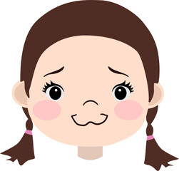 The girl shows different emotions.9