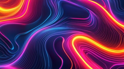 Fototapeta premium Vibrant Neon Waves and Abstract Light Movement