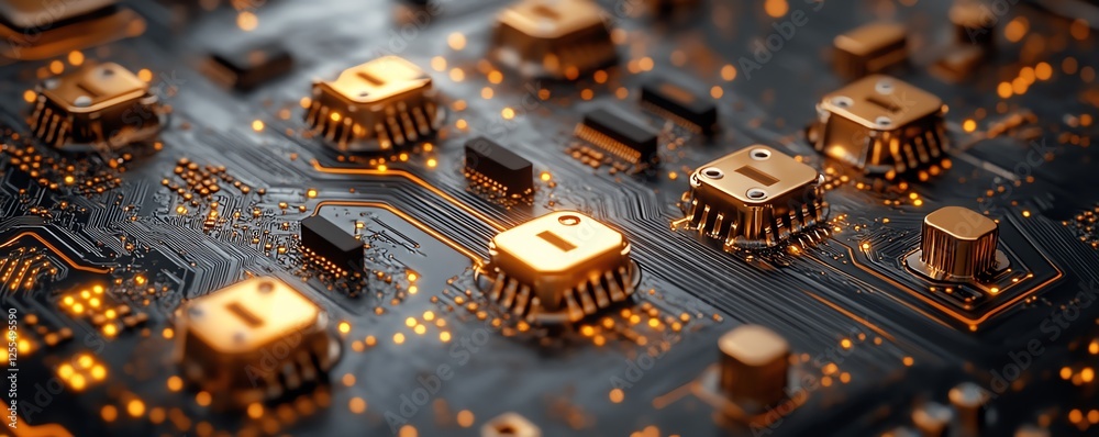 Leinwandbilder Closeup of a circuit board with multiple padlocks arranged, symbolizing data privacy compliance and cybersecurity protection