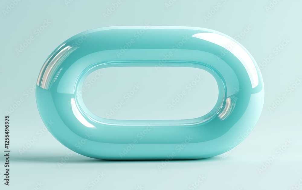 Wall mural a glossy turquoise abstract object featuring smooth curves on a calm background, perfect for modern 