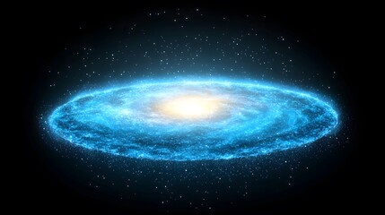 Luminous Spiral Galaxy with Bright Core and Starry Background