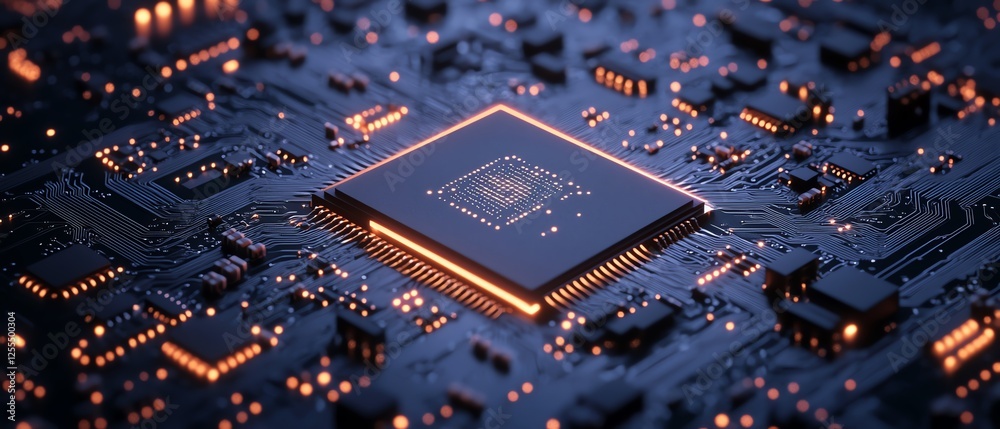Aufkleber minimalistic blueprint of a circuit board on a dark blue background, sleek and modern digital design