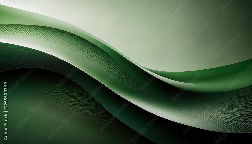 Poster smooth green flowing abstract wave design with texture and gradients, ideal for modern branding, wal