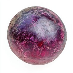 Close Up View Of A Round Purple Fruit With Textured Surface Isolated On White Background