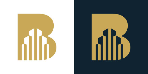 Building With Letter B Monogram Logo Design
