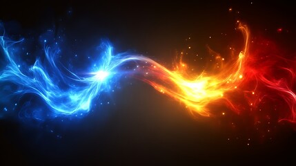 Fototapeta premium Abstract fiery and icy energy streams collide