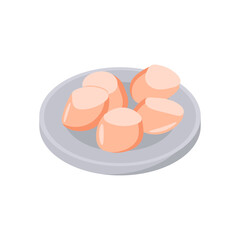 Raw ScallopsSeafood Vector Illustration, Isolated