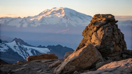 Fototapeta premium Majestic Andes: Aconcagua's Summit - A Candid Glimpse of Nature's Majesty