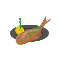 Grilled TilapiaSeafood Vector Illustration, Isolated
