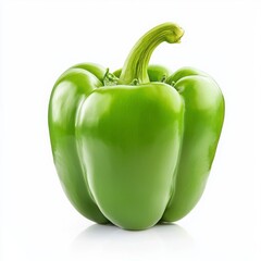 Fresh Green Bell Pepper Isolated On White Background